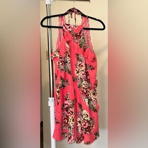 Exist Floral Printed Coral Colored Romper Size XL